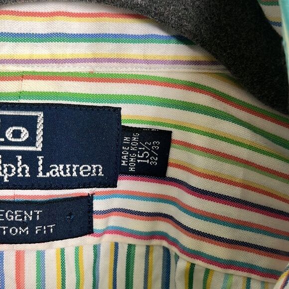 Polo Ralph Lauren Blue Label Regent Custom fit 15 1/2 32/33 Pastel stripes - Picture 4 of 7